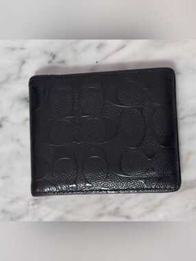 Coach Black Signature Embossed Leather Wallet